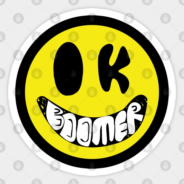 OK Boomer Smiley, Happy Face, Crappy Face Sticker by PelagiosCorner